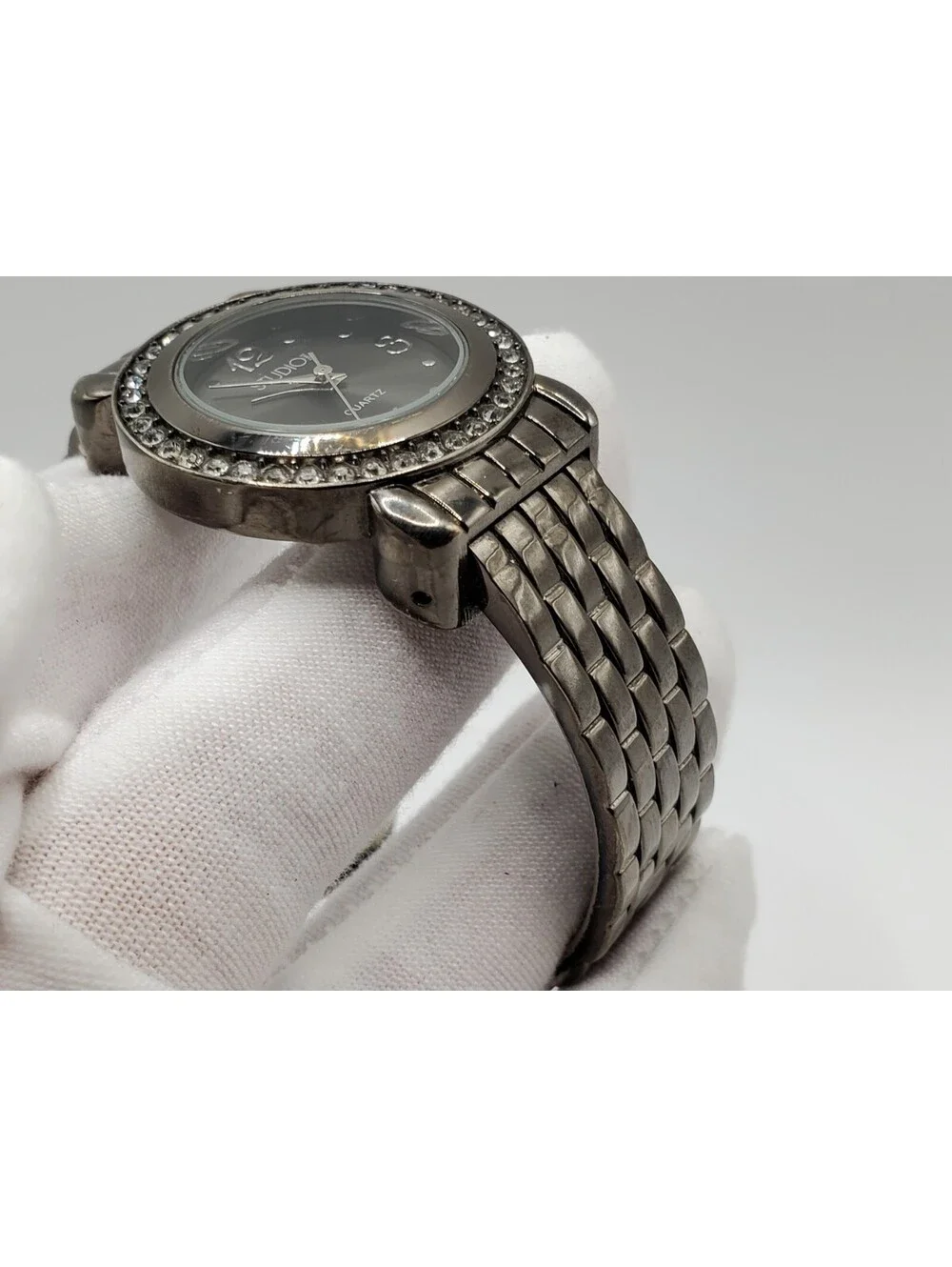 Studio Black Rhinestone Bezel Womens Watch 30mm New Battery